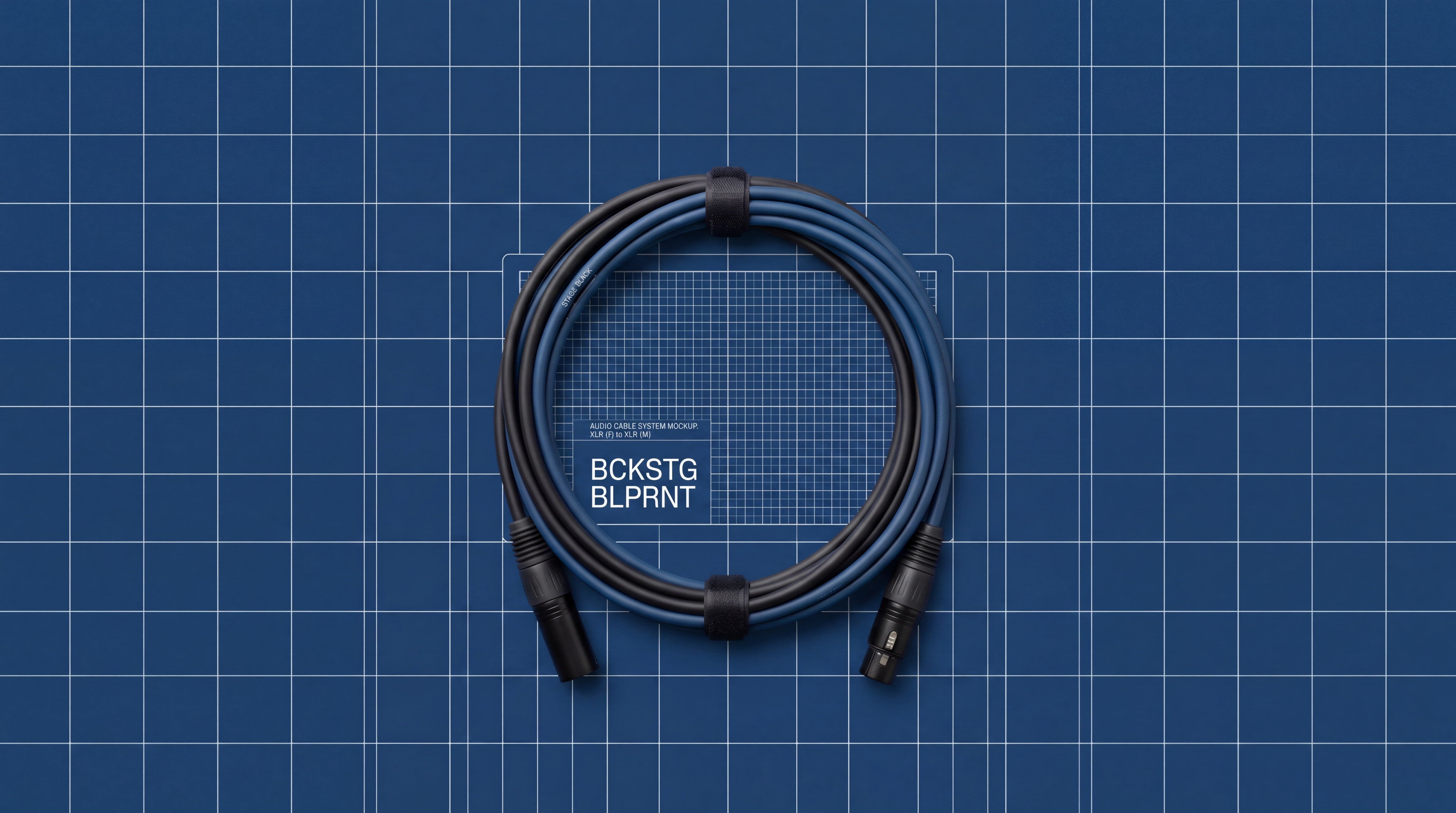 Backstage Blueprint — XLR cable on blueprint grid